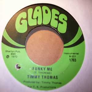 TIMMY THOMAS — FUNKY ME / WHY CAN'T WE LIVE TOGETHER record label scan