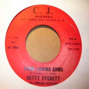 BETTY EVERETT — YOUR LOVING ARMS / HAPPY I LONG TO BE record label scan