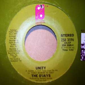 O'JAYS — UNITY / FAMILY REUNION record label scan