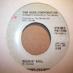 HUES CORPORATION — ROCKIN' SOUL / GO TO THE POET record label scan