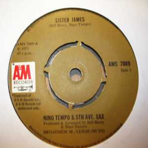 NINO TEMPO AND 5TH AVE SAX — SISTER JAMES / CLAIR DE LUNE record label scan