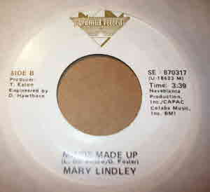 MARY LINDLEY — MINDS MADE UP / STAND IN YOUR WAY record label scan