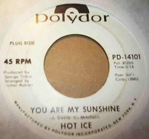 HOT ICE — YOU ARE MY SUNSHINE / I'LL BE YOUR EVERYTHING record label scan