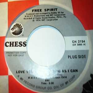FREE SPIRIT — LOVE YOU JUST AS LONG AS I CAN / INSTRUMENTAL record label scan