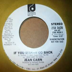JEAN CARN — IF YOU WANNA GO BACK / SAME record label scan