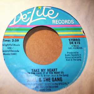 KOOL AND THE GANG — TAKE MY HEART / JUST FRIENDS record label scan