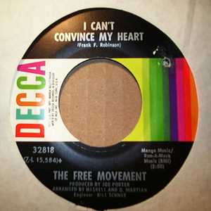 FREE MOVEMENT — I CAN'T CONVINCE MY HEART / I'VE FOUND SOMEONE OF MY OWN record label scan