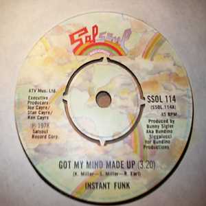 INSTANT FUNK — GOT MY MIND MADE UP / WIDE WORLD OF SPORTS record label scan