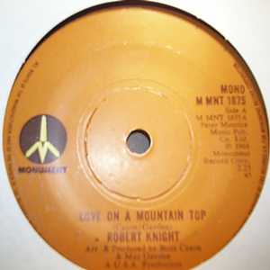 ROBERT KNIGHT — LOVE ON A MOUNTAIN TOP / POWER OF LOVE record label scan