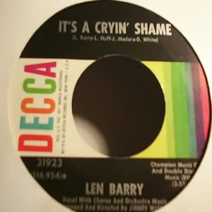 LEN BARRY — IT’S A CRYING SHAME / SOMEWHERE record label scan