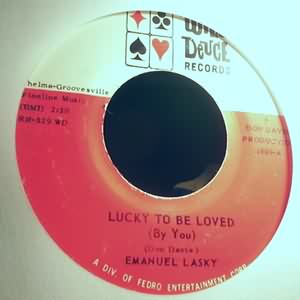 EMANUEL LASKY — LUCKY TO BE LOVED / OUR WORLD record label scan