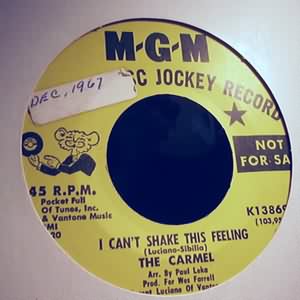 CARMEL — I CAN'T SHAKE THIS FEELING / LET MY CHILD BE FREE record label scan