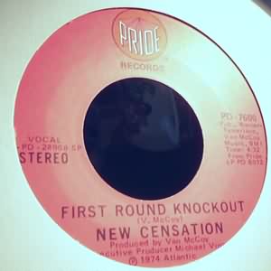 NEW CENSATION — FIRST ROUND KNOCK OUT / I WAS MADE FOR YOU record label scan