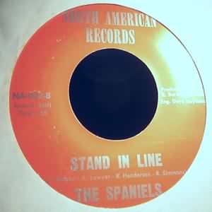 SPANIELS — STAND IN LINE / LONELY MAN record label scan