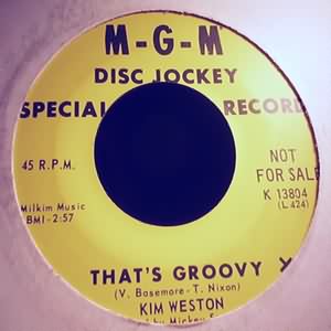 KIM WESTON — THAT'S GROOVY / LAND OF TOMORROW record label scan