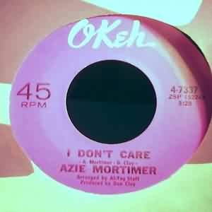 AZIE MORTIMER — I DON'T CARE / PROVE IT record label scan