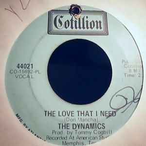 DYNAMICS — THE LOVE THAT I NEED / ICE CREAM SONG record label scan