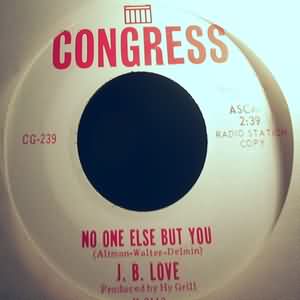 J B LOVE — NO ONE ELSE BUT YOU / I AM A HEART record label scan