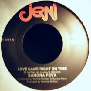 SANDRA FEVA — LOVE CAME RIGHT ON TIME / SAME record label scan