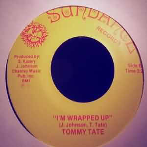 TOMMY TATE — I'M WRAPPED UP / LINGER A LITTLE LONGER record label scan