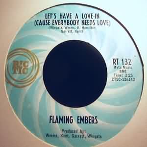 FLAMING EMBERS — LET'S HAVE A LOVE IN / HEY MAMA record label scan
