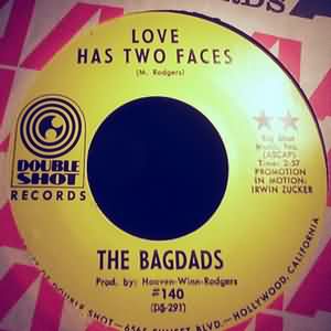 BAGDADS — LOVE HAS TWO FACES / JELLY record label scan