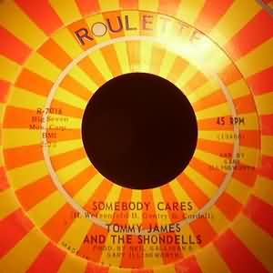 TOMMY JAMES AND THE SHONDELLS — SOMEBODY CARES / DO UNTO ME record label scan