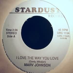 MARV JOHNSON — I LOVE THE WAY YOU LOVE / COME TO ME record label scan