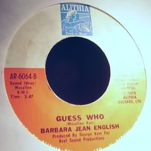 BARBARA JEAN ENGLISH — GUESS WHO / BREAKIN' UP A HAPPY HOME record label scan