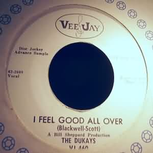 DUKAYS — I FEEL GOOD ALL OVER / I NEVER KNEW record label scan