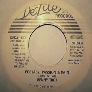 BENNY TROY — ECSTASY PASSION AND PAIN / SAME record label scan