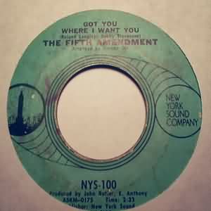 FIFTH AMENDMENT — GOT YOU WHERE I WANT YOU / PLEASE DON'T LEAVE ME NOW record label scan