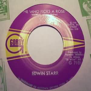 EDWIN STARR — HE WHO PICKS A ROSE / WAR record label scan