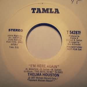 THELMA HOUSTON — I'M HERE AGAIN / SAME record label scan