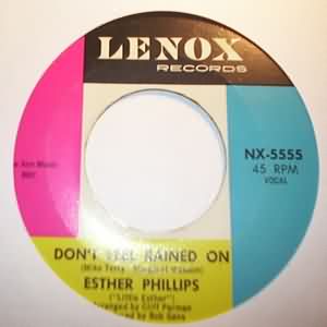 ESTHER PHILLIPS — DON'T FEEL RAINED ON / RELEASE ME record label scan