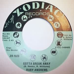 RUBY ANDREWS — GOTTA BREAK AWAY record label scan