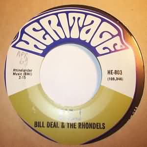 BILL DEAL AND THE RHONDELLS — MAY I / DAY BY DAY MY LOVE GROWS STRONGER record label scan