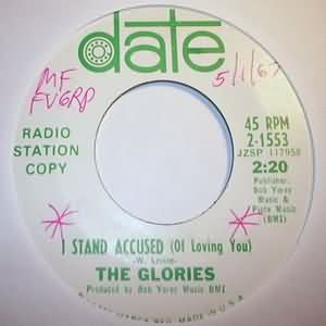 GLORIES — I STAND ACCUSED / WISH THEY COULD WRITE A SONG record label scan