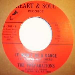 PREPARATIONS — GET E UP / IT WON'T BE A DANCE record label scan