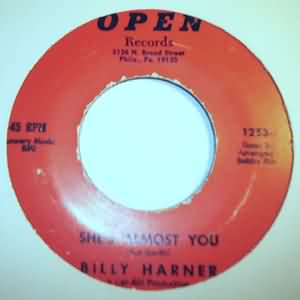 BILLY HARNER — SHE'S ALMOST YOU / FOOL ME record label scan