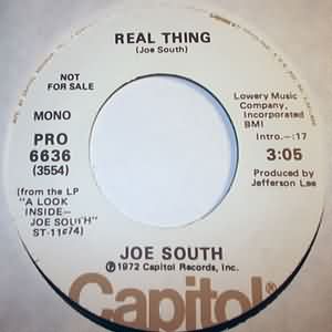 JOE SOUTH — REAL THING / SAVE YOUR BEST record label scan