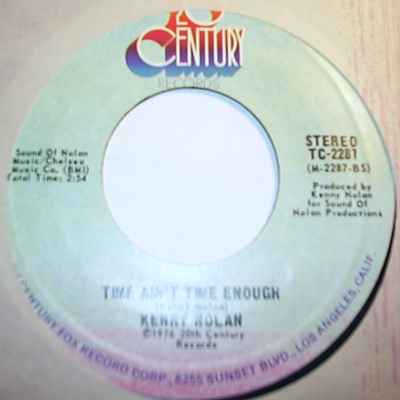 KENNY NOLAN — TIME AIN'T TIME ENOUGH / I LIKE DREAMIN record label scan