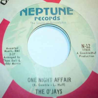 O'JAYS — ONE NIGHT AFFAIR / THERE'S SOMEONE record label scan
