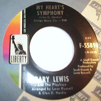 GARY LEWIS AND THE PLAYBOYS — MY HEART'S SYMPHONY / TINA record label scan