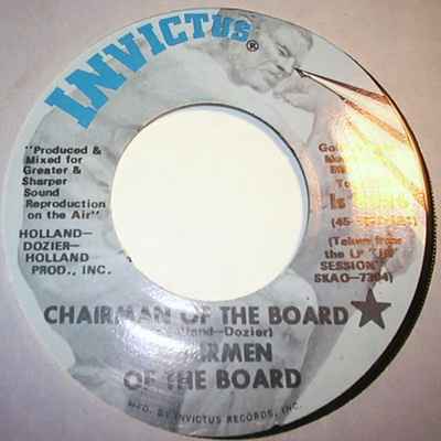 CHAIRMEN OF THE BOARD — CHAIRMAN OF THE BOARD / WHEN WILL SHE TELL ME SHE NEEDS ME record label scan