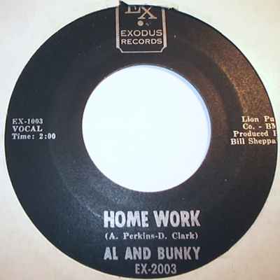 AL AND BUNKY / AL PERKINS — HOME WORK / THANKS TO YOU record label scan