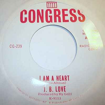 J B LOVE — I AM A HEART / NO ONE ELSE BUT YOU record label scan