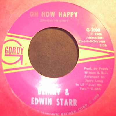 BLINKY AND EDWIN STARR — OH HOW HAPPY / OOO BABY BABY record label scan