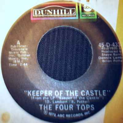 FOUR TOPS — KEEPER OF THE CASTLE / JUBILEE WITH SOUL record label scan