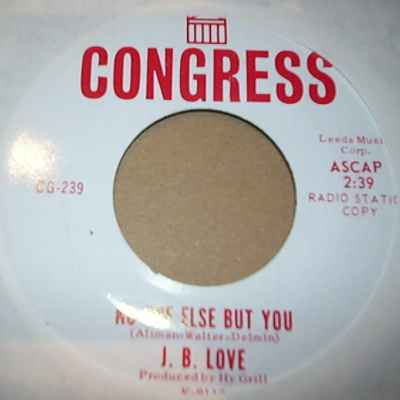 J B LOVE — NO ONE ELSE BUT YOU / I AM A HEART record label scan